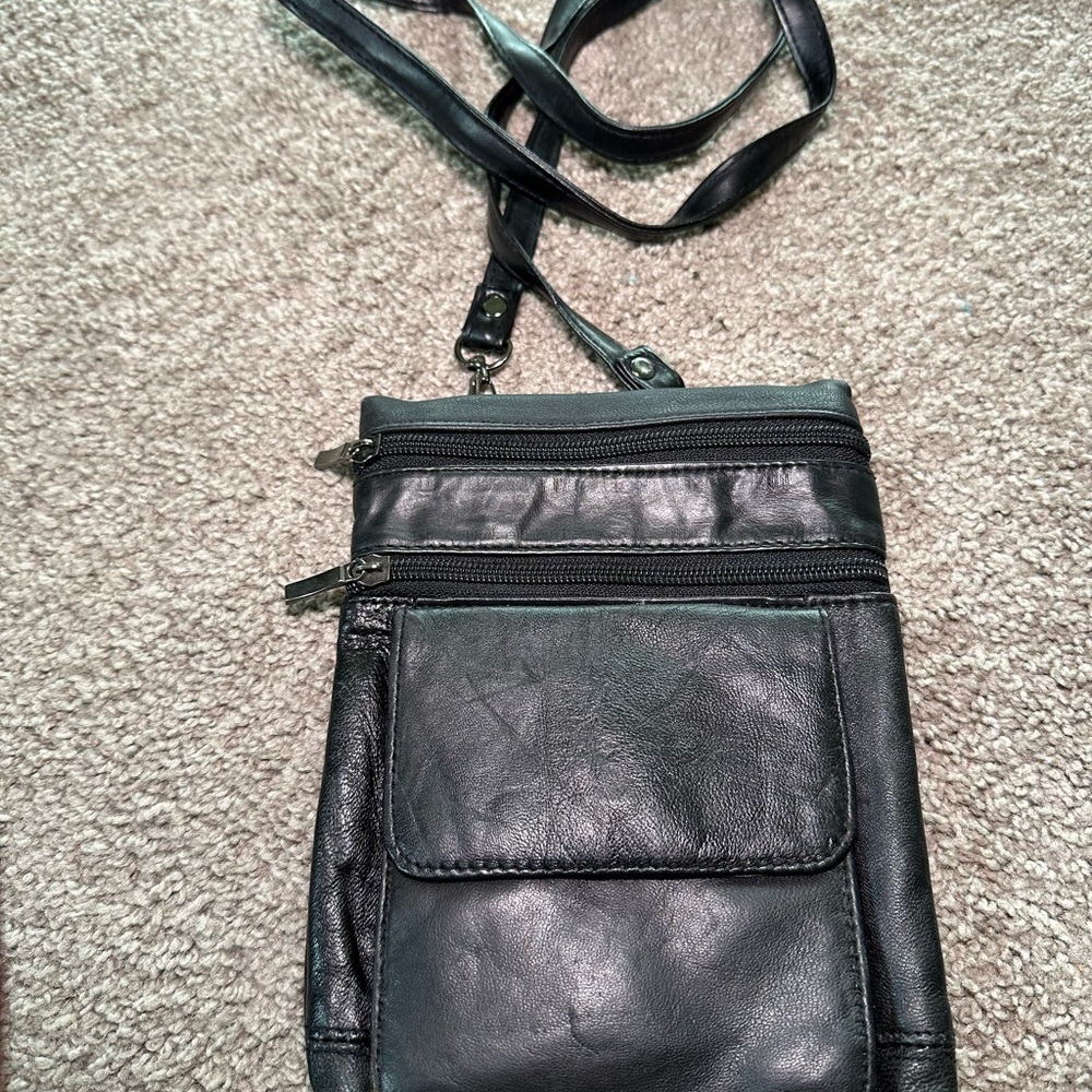 Black Leather Crossbody Bag